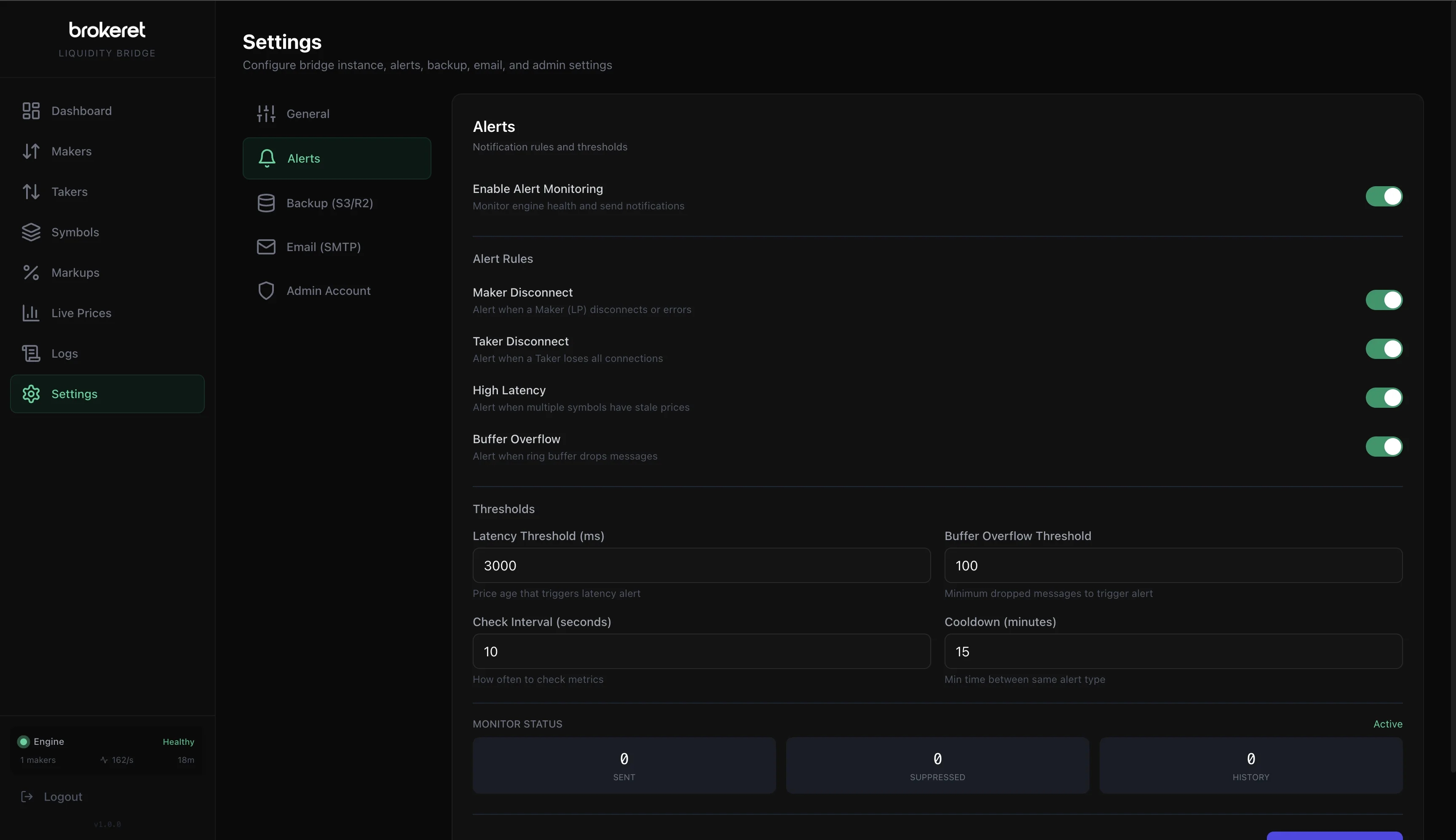 LiquidityBridge Alerts — notification rules, thresholds, and real-time monitor status