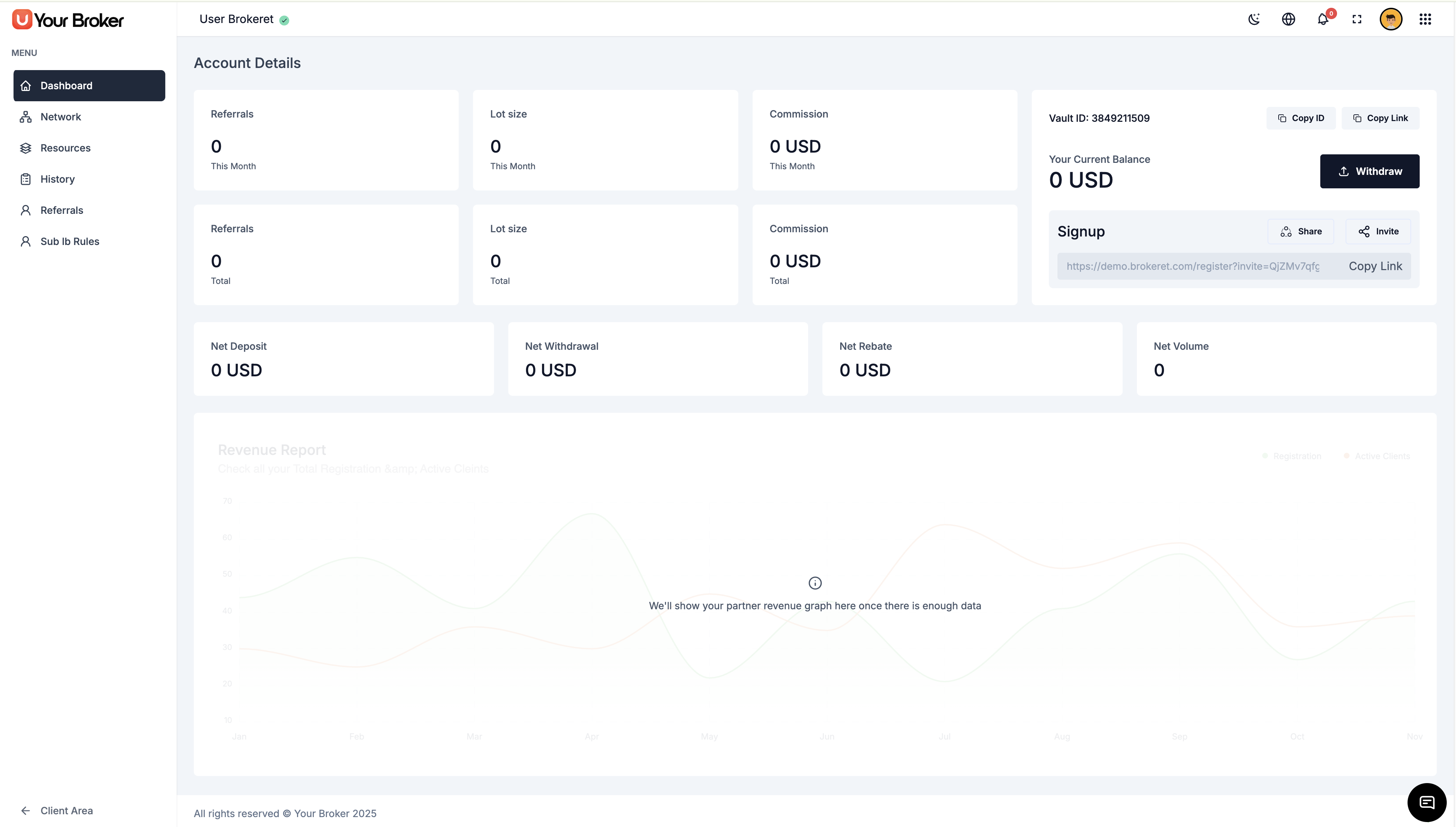 Forex CRM Partner Management Dashboard - IB partner portal with commission tracking, referral management, and partner analytics for effective affiliate program administration
