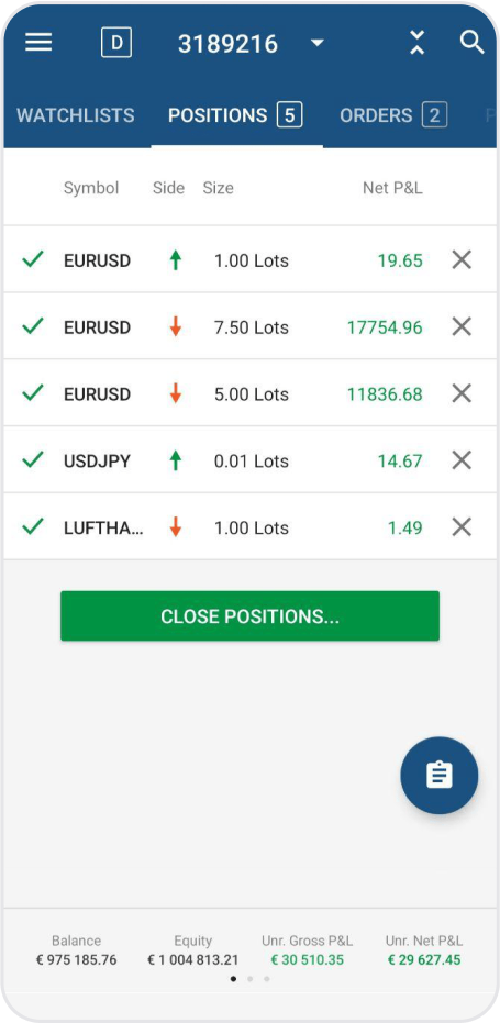 Positions Screen